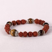 Tiger Eye Gem-Rudraksha Europe Wrist Mala-9105 - 1